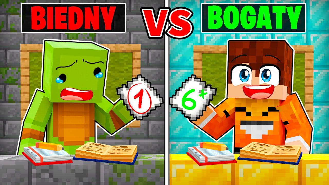 BIEDNY UCZEŃ vs BOGATY UCZEŃ W SZKOLE w Minecraft!