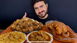 ASMR EATING SPICY MUTTON CURRY+WHITE RICE+WHOLE CHICKEN CURRY+GREEN CHILLI || REAL MUKBANG
