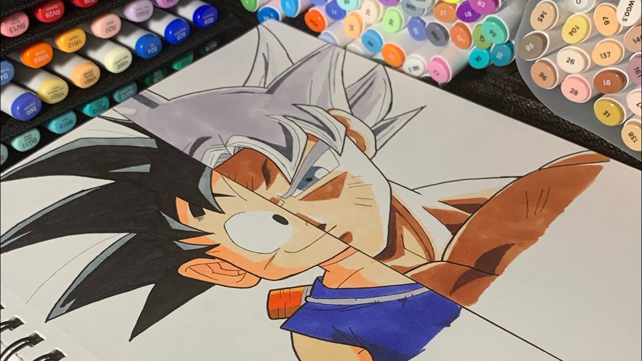 Hello everyone!! Just wanted to share with you all my speed drawing video  of EX BLU Kid Goku. Hope you like it. Pd: this was part of my UI Goku  mural. 