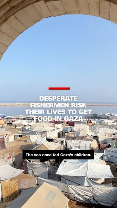 Desperate fishermen risk their lives to get food in Gaza