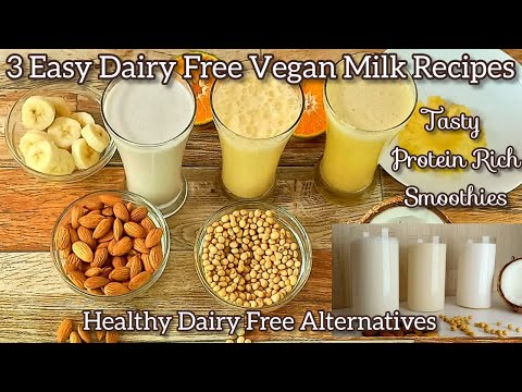 3 Dairy Free VEGAN MILK Recipes- Soy Milk, Coconut Milk amp Almond Milk