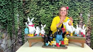 मैरीगोल्ड एनिमल फैमिली गार्डन मूर्ति w/ प्रबुद्ध लालटेन पर QVC screenshot 3