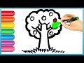 Glitter Apple Tree Coloring and Drawing Painting for Kids | Coloring Videos