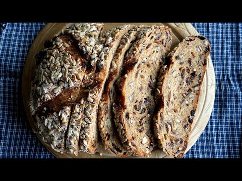 [Eng][손반죽]넛츠 통밀빵 만들기 /Whole wheat bread with dried fruits & nuts recipe)