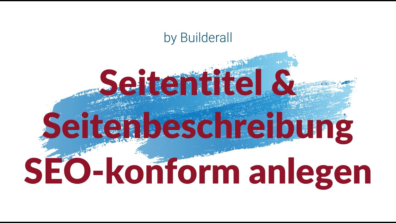 Builderall 5.0 Videohilfe: Seitentitel & Seitenbeschreibung SEO-konform anlegen