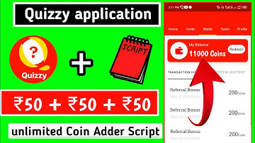 Quizzy application se paisa kaise kamaye ₹50 + ₹50 + ₹50 unlimited Coin Adder Script payment proof