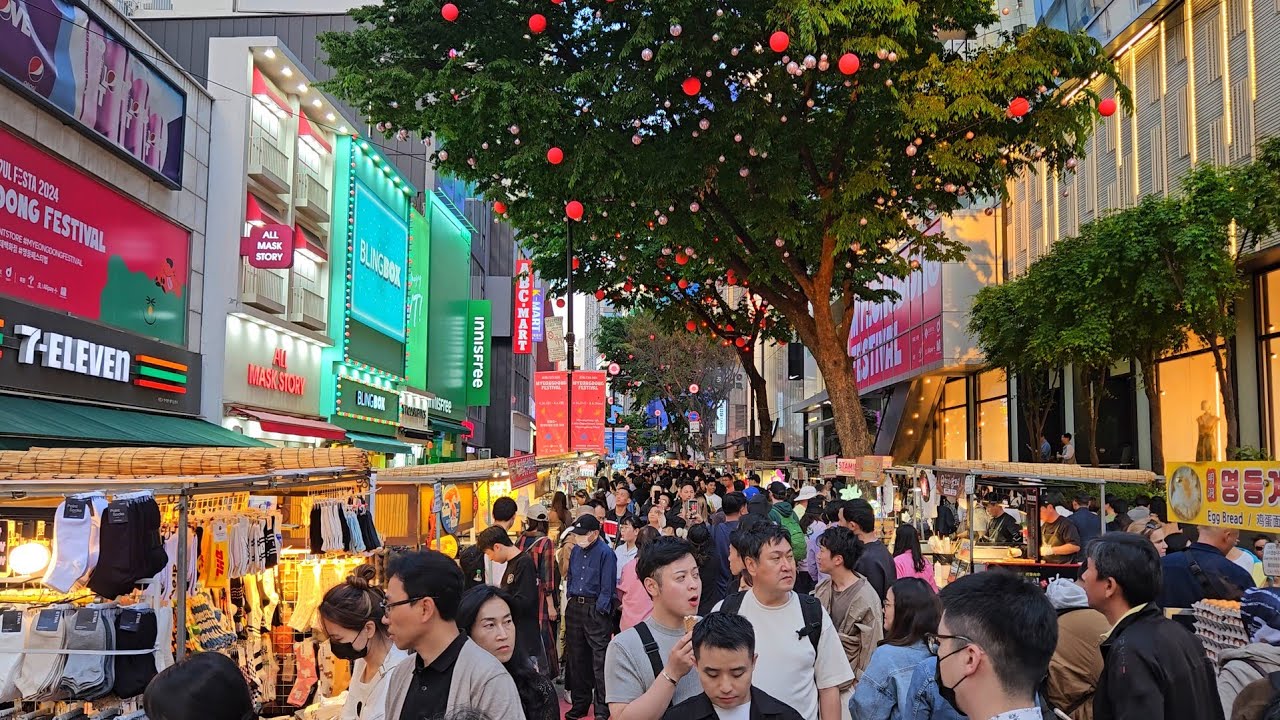 Seoul KOREA - Myeongdong Night Walk 2024