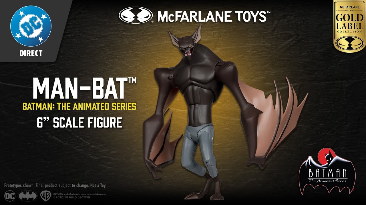 Figura De Acción Man-Bat DC Direct – Edición Gold Label De Batman: The Animated Series, Articulada Y Detallada De 15 Cm, Con Base Y Accesorios – Coleccionable Para Adultos