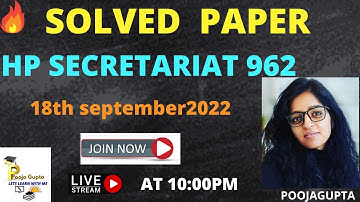 SOLVED PAPER  / HP SECRETARIAT  CLERK  EXAMS  /    BY POOJA GUPTA