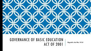 RA 9155 - Governance of Basic Education Act of 2001