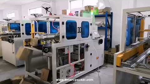 High speed horizontal carton box automatic forming erecting sealing feeding machine running video