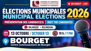 1. Élections municipales 2026 | Meet the Candidates — Bourget | 13 octobre / October 13 1. Élections municipales 2026 | Meet the Candidates — Bourget | 13 octobre / October 13