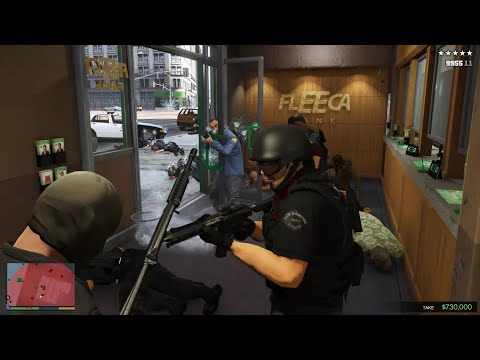 GTA 5 - Fleeca Bank Robbery with Franklin & Lamar + Ten Star Escape