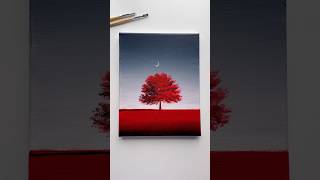 Crimson Under Moonlight 🌙🥀 #artwork #shorts #landscapepainting