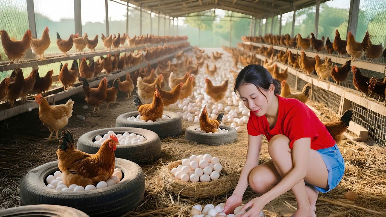Harvest 1000+ Chicken Eggs, Use Truck Transport to Countryside Market Sell | Farm Farm TV