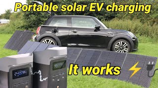 Charging my EV with portable Ecoflow batteries and solar panels