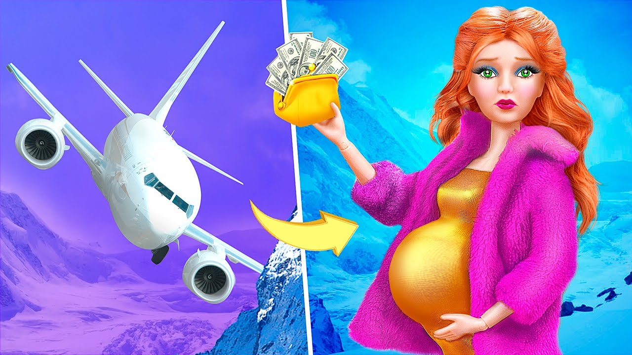 12 DIY Barbie Truques e Artesanatos / Grávida Boneca no avião 