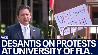 DeSantis decries college protests in front of pro-Palestinian crowd at UF