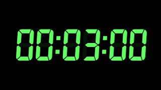 3 Minutes Digital Countdown Timer | Black Background | Green Text | No Sounds