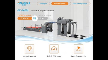 Universal High speed flute laminating machine GE1450L in working condition