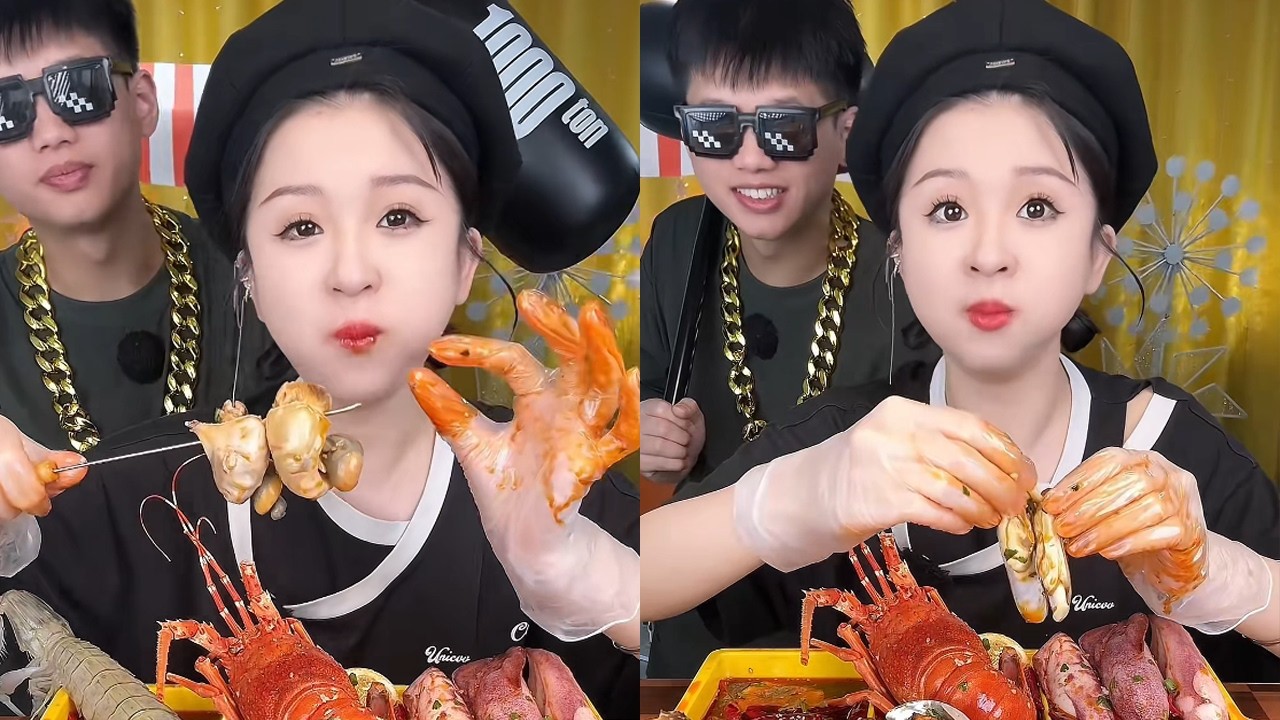 挑战海鲜九宫格，吃不同的海鲜#food #美食 #挑战