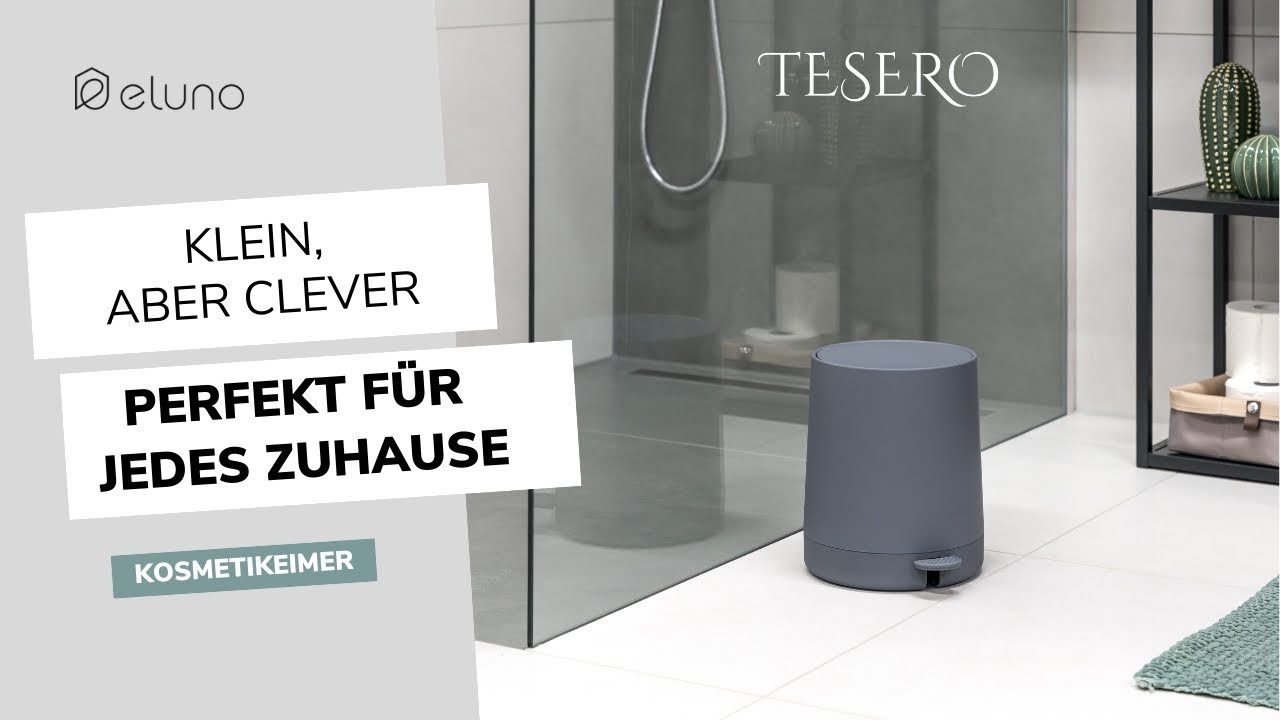 TESERO Kosmetikeimer mit vielen praktischen Features | 4 L Badmülleimer | eluno