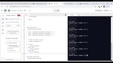 TIC TAC TOE USING PYTHON | REPL IT |