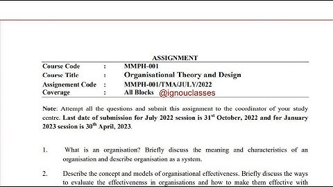 IGNOU MMPH - 001 Solved Assignment Jan 2023 PDF | MBA | Organisational Theory and Design