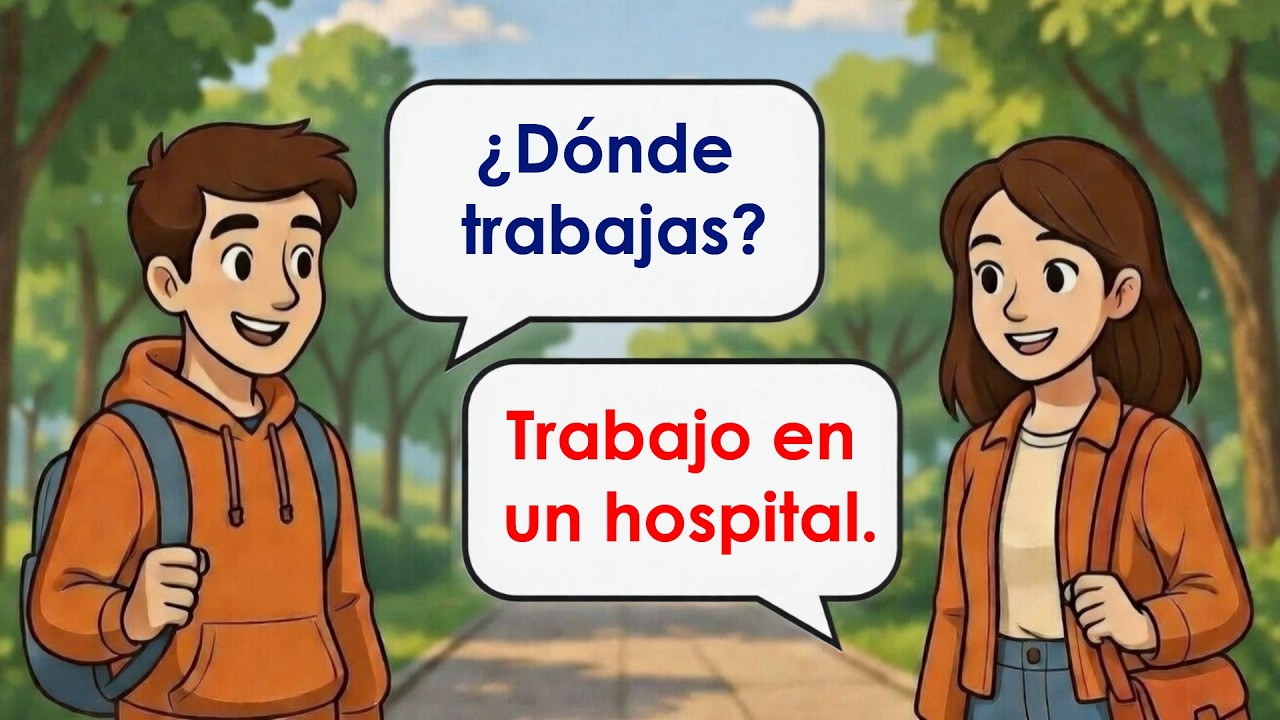 100 Basic Spanish Questions & Answers | Hombre y Mujer Conversation Practice (A1–A2)