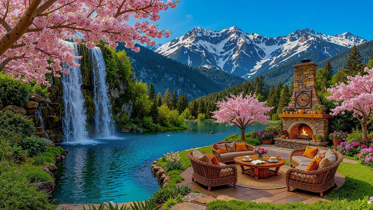 Gentle Morning Cherry Blossom Lakeside Jazz 🌸Soft Jazz Melodies Filling a Cozy Study Mood