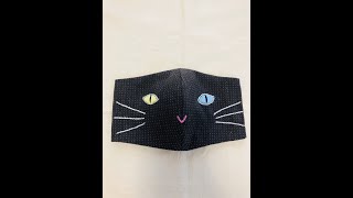 #25 handmade mask DIY　手作りマスク 手工口罩 猫マスク　刺繍マスク