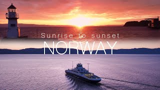 Flying over Trondheim from sunrise to sunset with relaxing music | 4k Drone Norway | Visit Trondheim