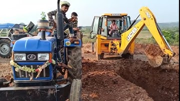Either tractor || jcb 3DX machine loading mud at Tractor || SSS AGRITECH