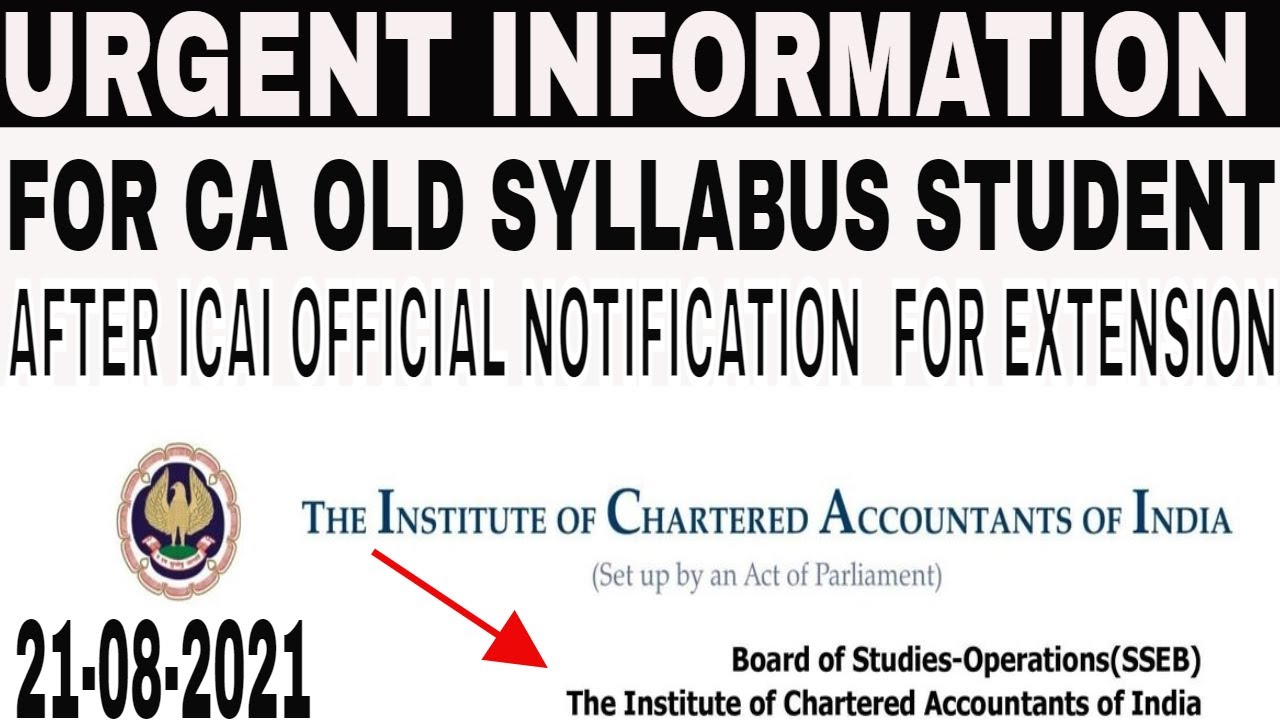 |Urgent Information For CA Old Syllabus Student| After ICAI Notification |CA Exam December 2021|