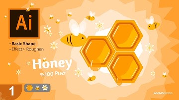honey tutorial in Adobe Illustrator for Beginners using gradient mesh Tool | Part3 | Flat design