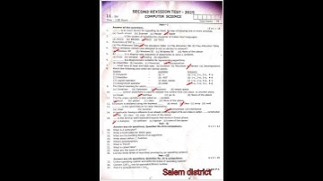 11th computer science 📜2nd revision exam 2025 📜answer key 🔐 questions paper 📜Salem district ✨✨✨