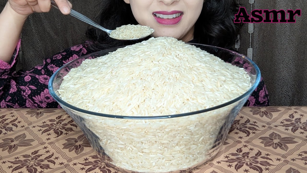 ASMR RAW RICE EATING || BIG BOWL || CRUNCHY SOUNDS - YouTube