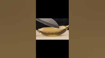 ✨ ASMR Cutting a Glass Banana | Glowing Phosphorescent Red Liquid Inside! 🍌🔪#shorts #asmr