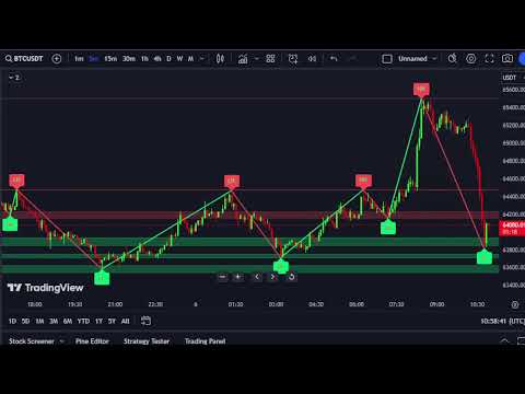 BTCUSD  M5 Chart -SUPPORT & RESISTANCE- Forex Live 6/5/2024