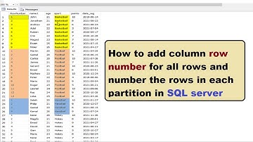 SQL server tutorial: add column row number for all rows and  number the rows in each partition