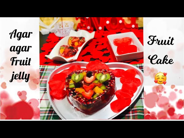 Fruit Cake | China Grass Fruit cake | Agar Agar Jelly Fruit Cake | Valentine