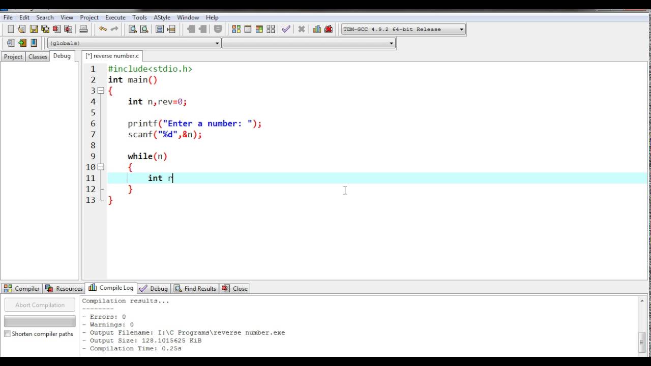 Reverse a Number C Programs For Beginners - YouTube