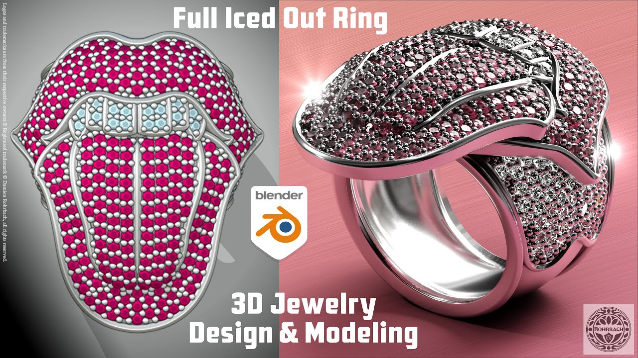 Кольцо с полностью ледяным покрытием, 3D-моделирование ювелирных изделий, паве из драгоценных кам...