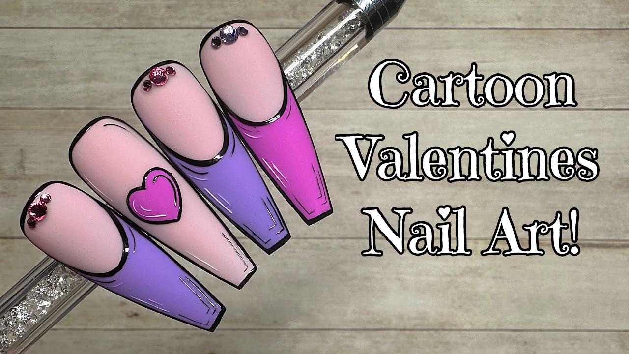 Valentines Cartoon Nails | Madam Glam | Nail Sugar - YouTube
