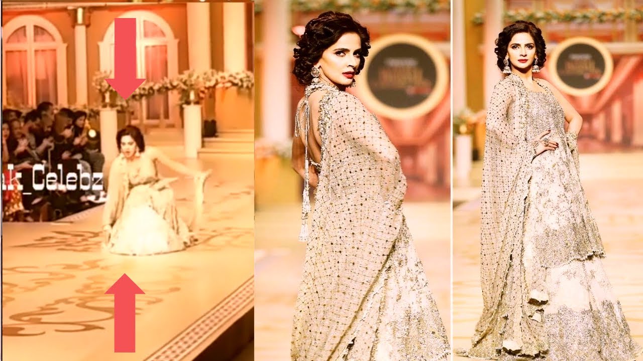 Saba Qamar fell down during walking on ramp at PHBCW17