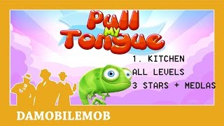 ★ Pull my Tongue | 1. Kitchen ALL LEVELS (3 STARS + MEDALS) | iOS Walkthrough screenshot 4