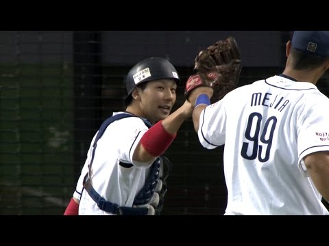 【プロ野球パ】失点許さず！鮮やかな中継プレーに炭谷がナイスブロックで応える！  2014/09/20 L-H
