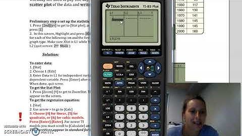Unit 5A. Lesson 2 Video 7 Scatter plots Regression Eq Ex #4