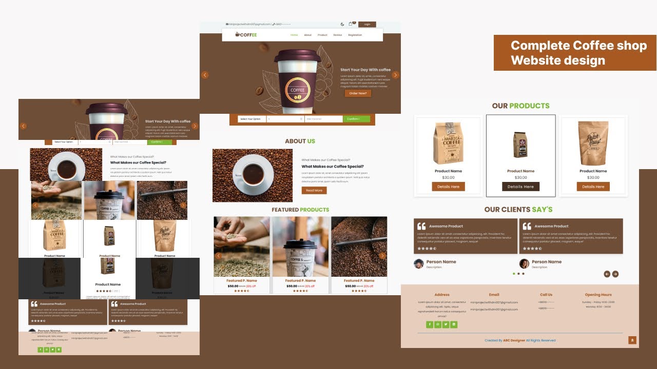 Coffee Shop website | Demo video | Coffee shop landing page design html ...