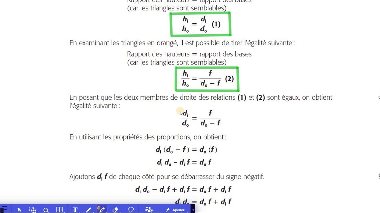 2.5 - Trouver algébriquement les caractéristiques de l'image formée par un miroir courbe